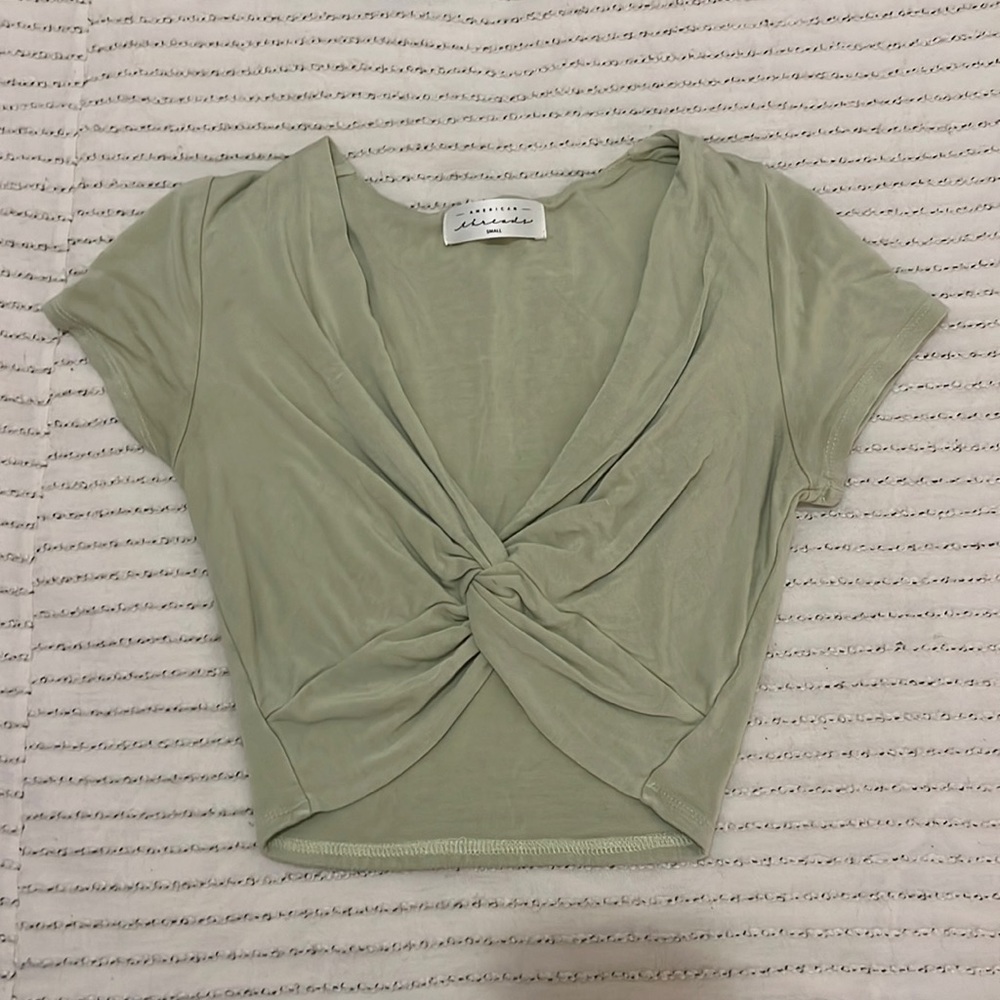 American Threads Sage Green Crop Top